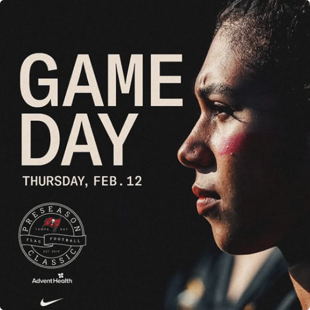 Game Day poster with athlete profile portrait.